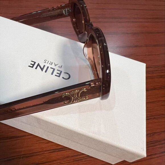 CELINE Triomphe 01 Sunglasses In Acetate BROWN CRYSTAL - Picture 4 of 7